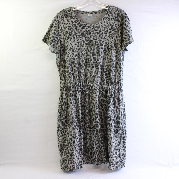 Old Navy Gray Jaguar Print Short-Sleeve A-Line Dress Women's Size Large