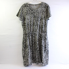 Old Navy Gray Jaguar Print Short-Sleeve A-Line Dress Women's Size Large