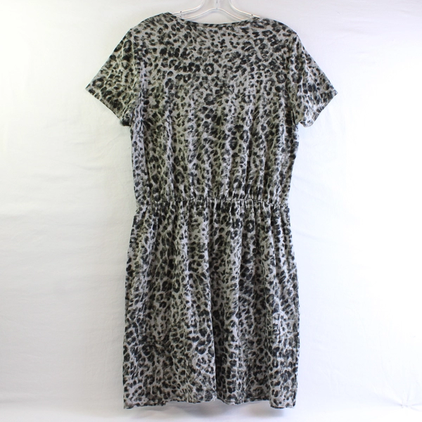 Old Navy Gray Jaguar Print Short-Sleeve A-Line Dress Women's Size Large