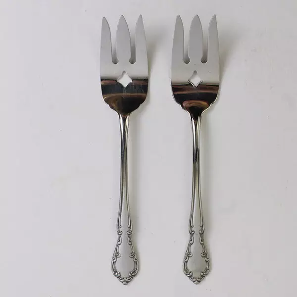 Lot Of 2 Oneida Silver St. Louis (Stainless) Flatware Serving Forks 8.5" Long