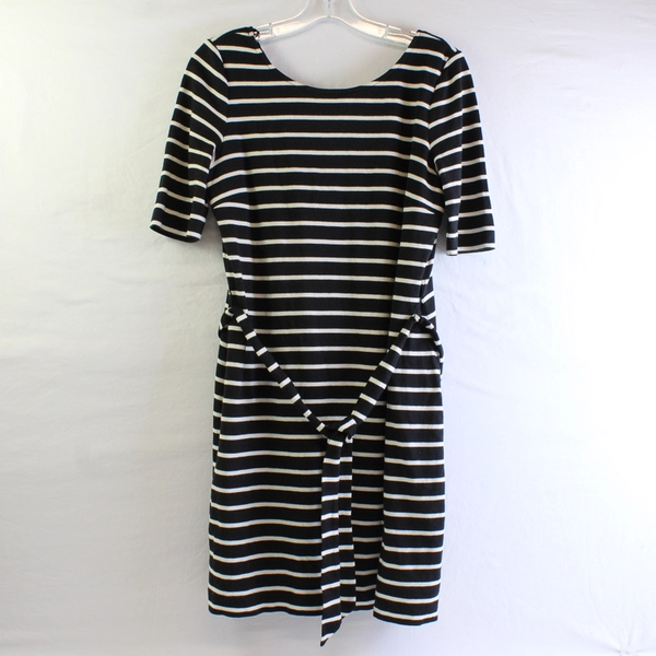 Banana Republic Black and White Striped Shift Dress Women's Size Petite Medium