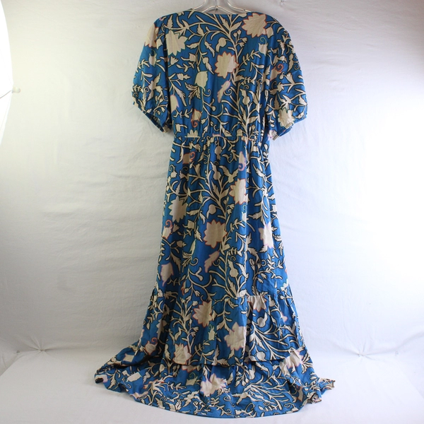 NWT Knox Rose Floral Print Blue Wrap Dress Women's Size XL