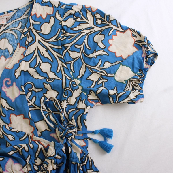 NWT Knox Rose Floral Print Blue Wrap Dress Women's Size XL