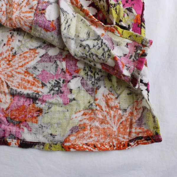 CJ Banks Women's 2X Button Up Shirt Cotton Orange Multi Floral Short Sleeves