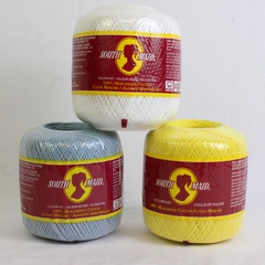 Lot of 3 South Maid Cotton Crochet Thread White Yellow Blue