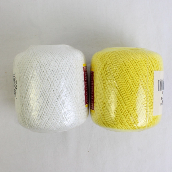 Lot of 3 South Maid Cotton Crochet Thread White Yellow Blue