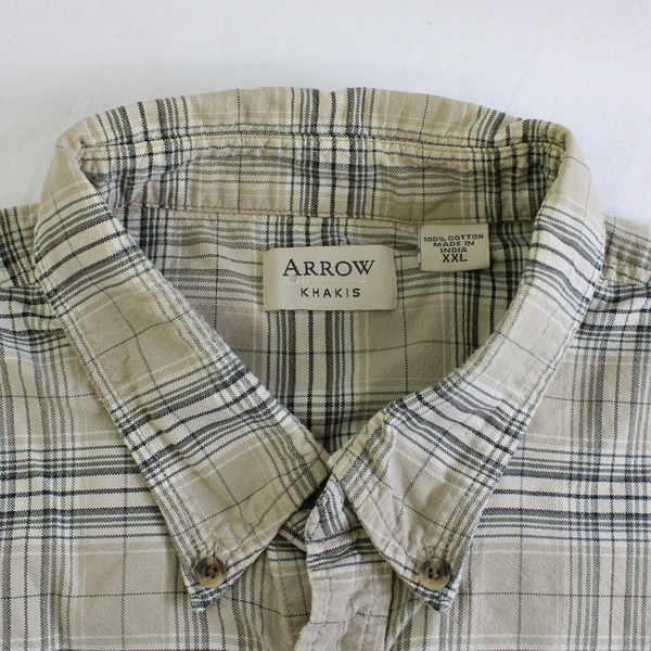 Arrow Khakis Men's XXL Brown Plaid Button Down Short Sleeve Shirt