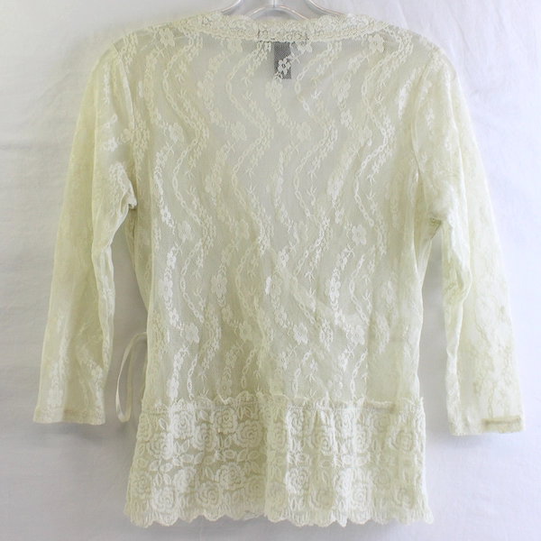 Apostrophe Off-White 3/4-Sleeve Lace Top Women's Size Small 6-8