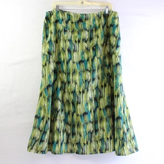 RQT Women's 16 Green Abstract Side Zip A Line Midi Skirt