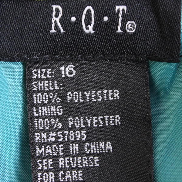 RQT Women's 16 Green Abstract Side Zip A Line Midi Skirt