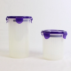 Lot of 2 Unbranded Pickle Storage Jars with Strainer Baskets 2 Sizes