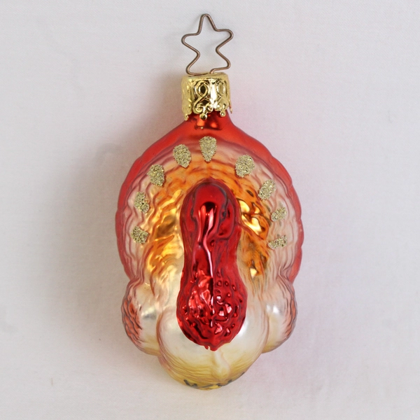 Vintage Igne Glas Blown Glass Turkey Fall Thanksgiving Ornament 3.5"