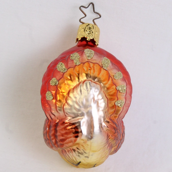 Vintage Igne Glas Blown Glass Turkey Fall Thanksgiving Ornament 3.5"
