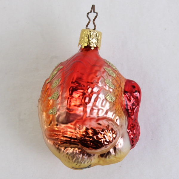 Vintage Igne Glas Blown Glass Turkey Fall Thanksgiving Ornament 3.5"