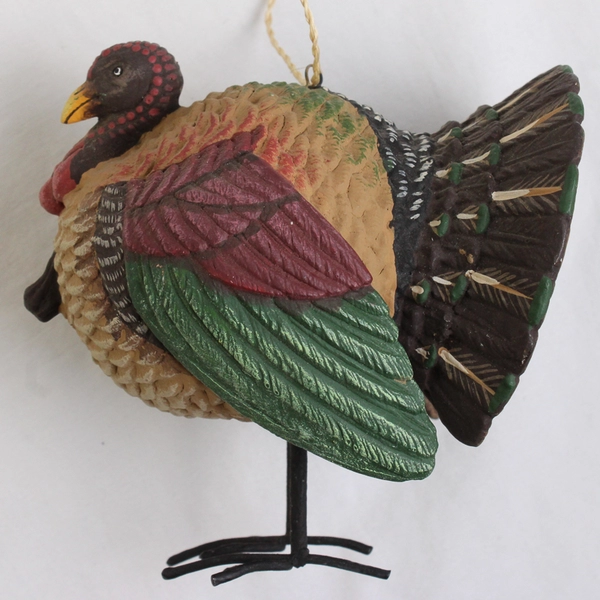 Gallerie II Hand-Painted Turkey Ornament Thanksgiving Holiday Decor