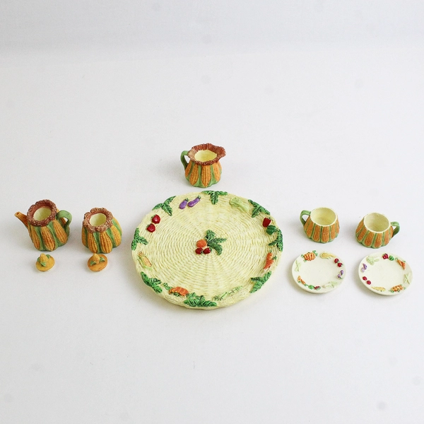 VTG 1993 Summco Miniature Tea Set Autumn Vegetable Harvest