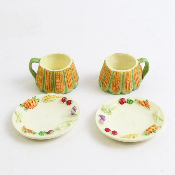 VTG 1993 Summco Miniature Tea Set Autumn Vegetable Harvest