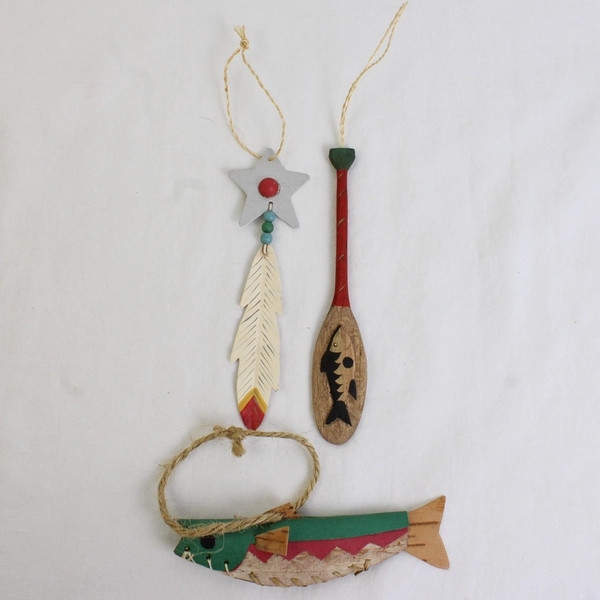 Set of 5 North American Tribal-Themed Thanksgiving Christmas Holiday Ornaments