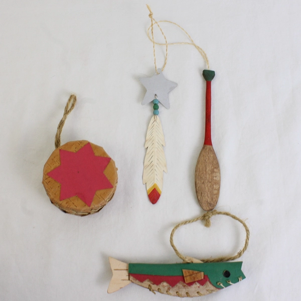Set of 5 North American Tribal-Themed Thanksgiving Christmas Holiday Ornaments