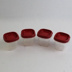 Set of 4 Rubbermaid 118 ml Food Containers 7J53-4 Red Lids