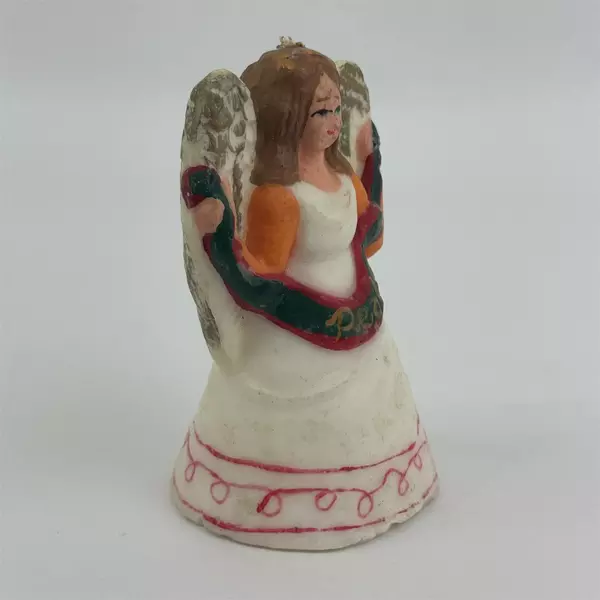 Vintage Hand Painted MCM Peace Angel Christmas Candle 6 Inch