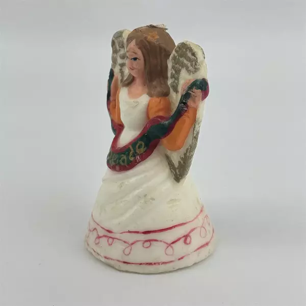 Vintage Hand Painted MCM Peace Angel Christmas Candle 6 Inch