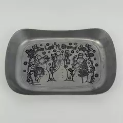 Vintage Wilton Armetale Susan Winget "Let It Snow" Snowmen Bread Tray