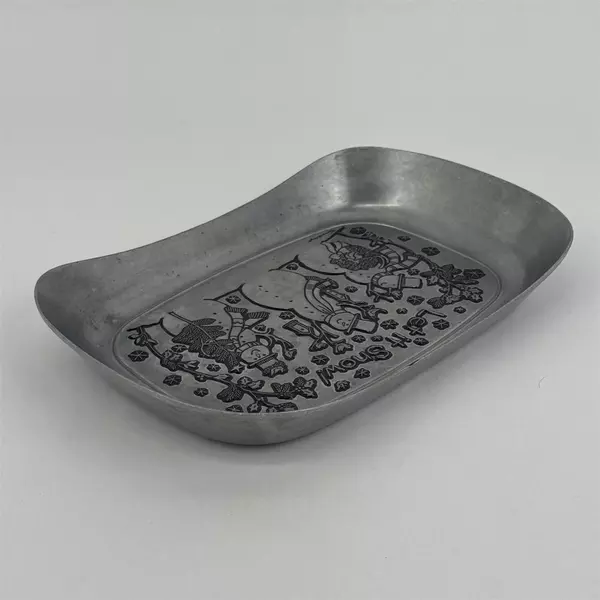 Vintage Wilton Armetale Susan Winget "Let It Snow" Snowmen Bread Tray