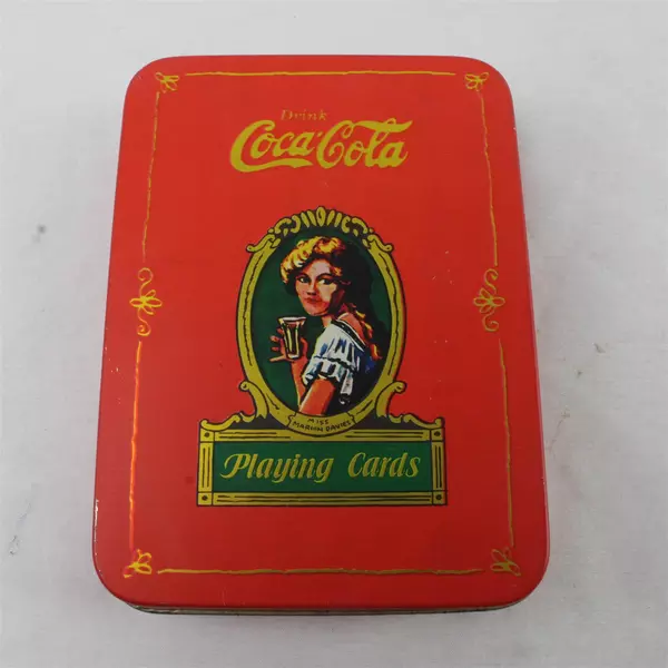 Vintage 1980 Coca-Cola Playing Cards MSR Imports Tin Box Collectible Deck