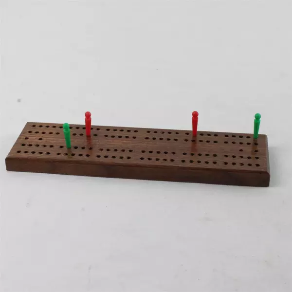Drueke Natural Hardwood Cribbage Board w/Pegs & Original Box No. 11 7.75"