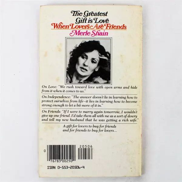 When Lovers Are Friends Merle Shain Bantam Classic Paperback Vintage