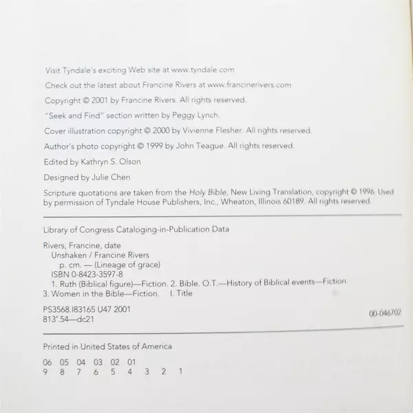 Unshaken by Rivers, Francine Paperback Acceptable Pre-Owned Book 2000s