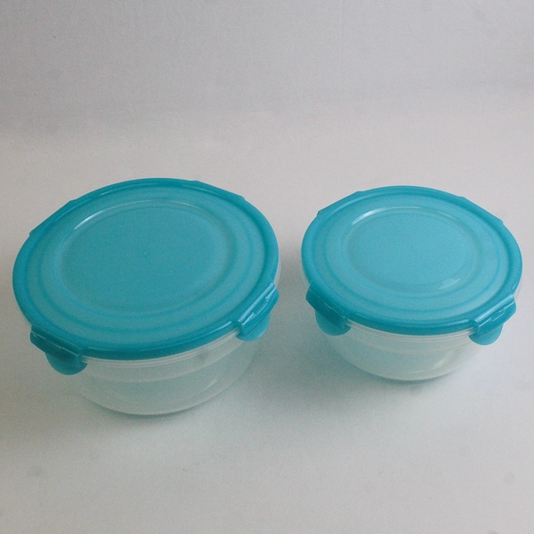 Set of 6 Lock & Lock 100 ml to 2.1 L Plastic Food Storage Bowls Blue Lids
