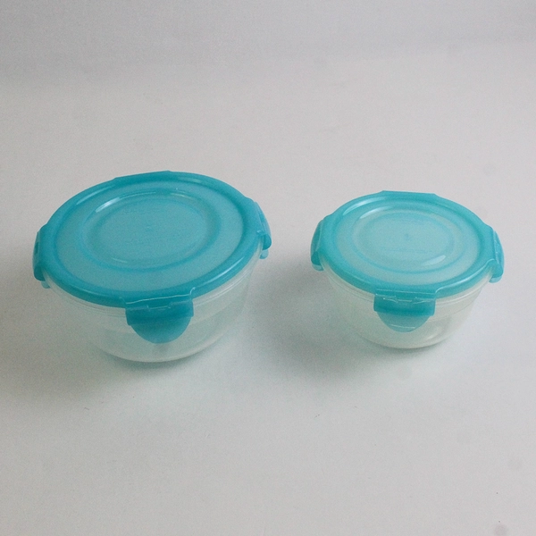 Set of 6 Lock & Lock 100 ml to 2.1 L Plastic Food Storage Bowls Blue Lids