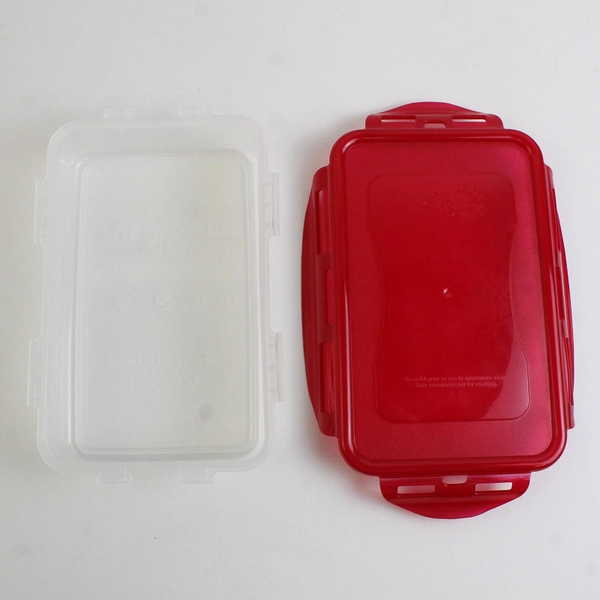 Lot of 3 Lock & Lock 350 ml to 800 ml Food Containers Red Lids