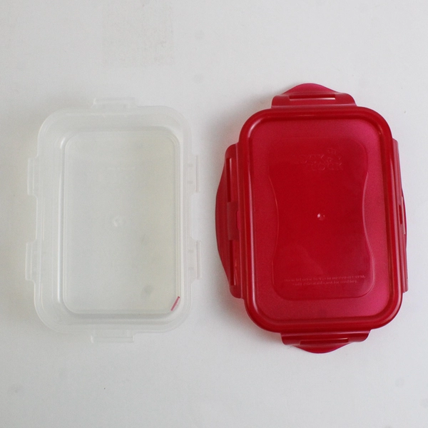 Lot of 3 Lock & Lock 350 ml to 800 ml Food Containers Red Lids