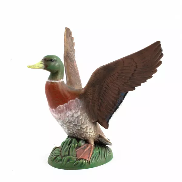 Vintage Holland Mold Ceramic Mallard Duck Taking Flight 1980s Figurine Signed
