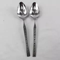 Set of 2 Pierced Tablespoons Phoenix-Profile Stainless Serving Spoons 8"