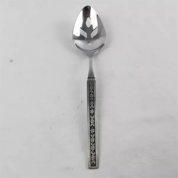 Set of 2 Pierced Tablespoons Phoenix-Profile Stainless Serving Spoons 8"