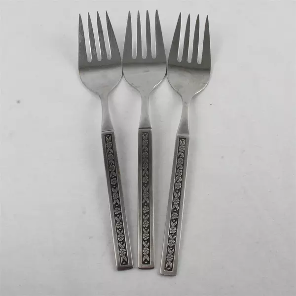 Set of 3 Oneida Phoenix Cold Meat Serving Forks Glossy Stainless 8.5"