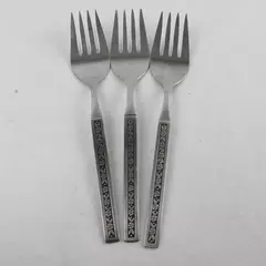 Set of 3 Oneida Phoenix Cold Meat Serving Forks Glossy Stainless 8.5"