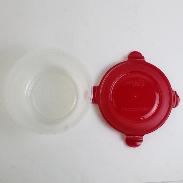 Set of 4 Lock & Lock 250 ml to 1.4 L Plastic Food Storage Bowls Red Lid