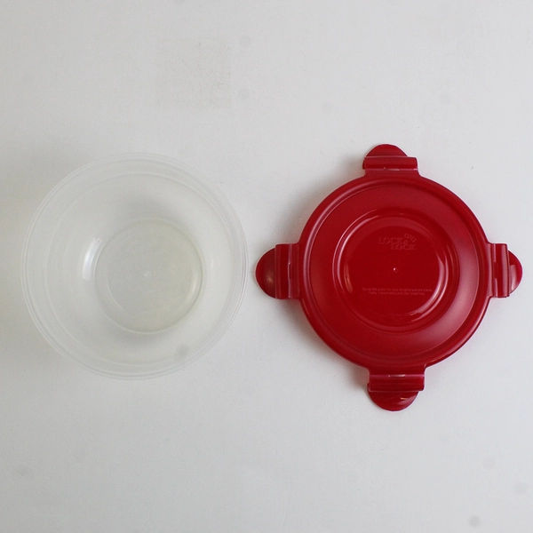 Set of 4 Lock & Lock 250 ml to 1.4 L Plastic Food Storage Bowls Red Lid