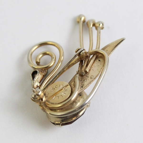 Vtg Scitarelli By Phyllis Gold Tone Swan Rhinestone Brooch