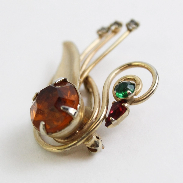 Vtg Scitarelli By Phyllis Gold Tone Swan Rhinestone Brooch