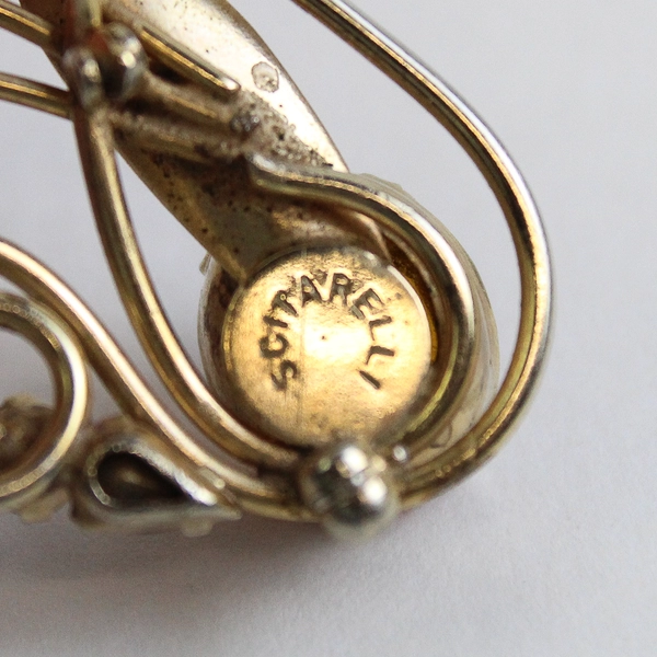 Vtg Scitarelli By Phyllis Gold Tone Swan Rhinestone Brooch