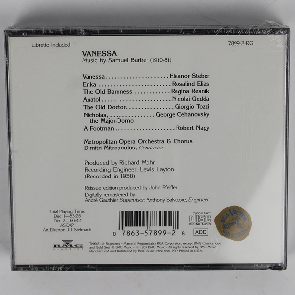Vanessa A Samuel Barber Opera 2-CD Set 1957 Reissue Remastered RCA New Sealed