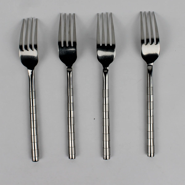 Set of 4 Cambridge 18/10 Stainless Glossy Satin Salad Forks Leigh-Sand Pattern 