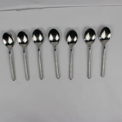 Lot of 7 Cambridge 18/10 Stainless Glossy Satin Teaspoons Leigh-Sand Pattern 