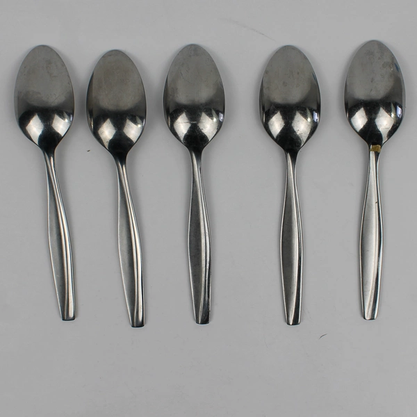Lot of 5 Cambridge Silver Stainless Steel Oval Soup Spoons Lumina Sand Pattern